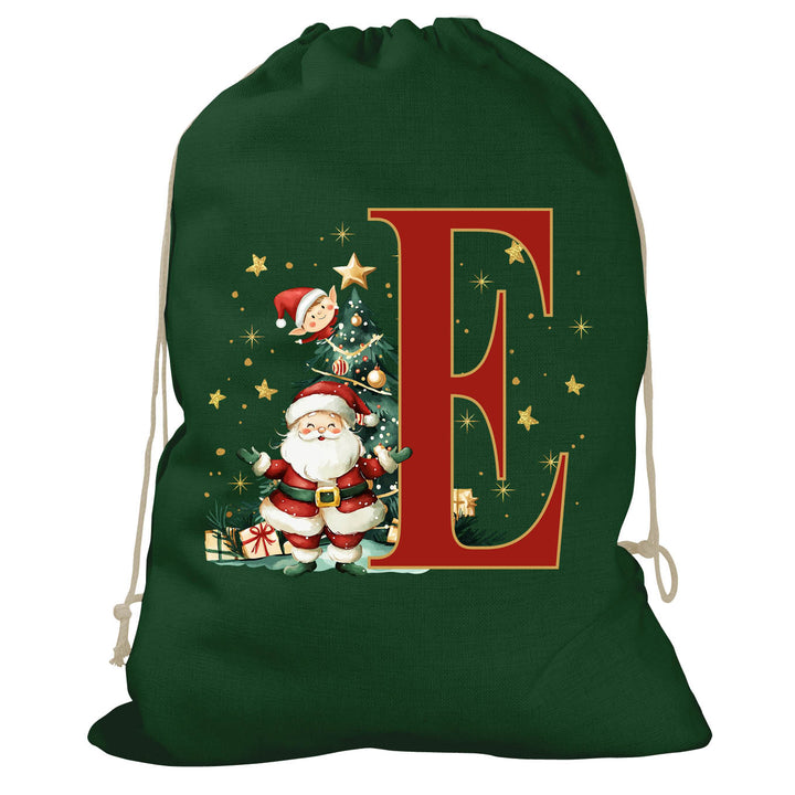Initial Christmas Drawstring Sack - Santa Claus