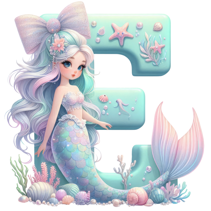Mermaid Initial Hooded Towel