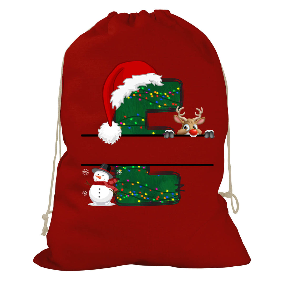 Initial Christmas Drawstring Sack - Reindeer