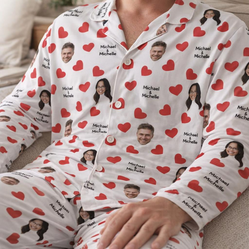 Custom Face & Name Valentine’s Pyjama Set - Long Sleeve