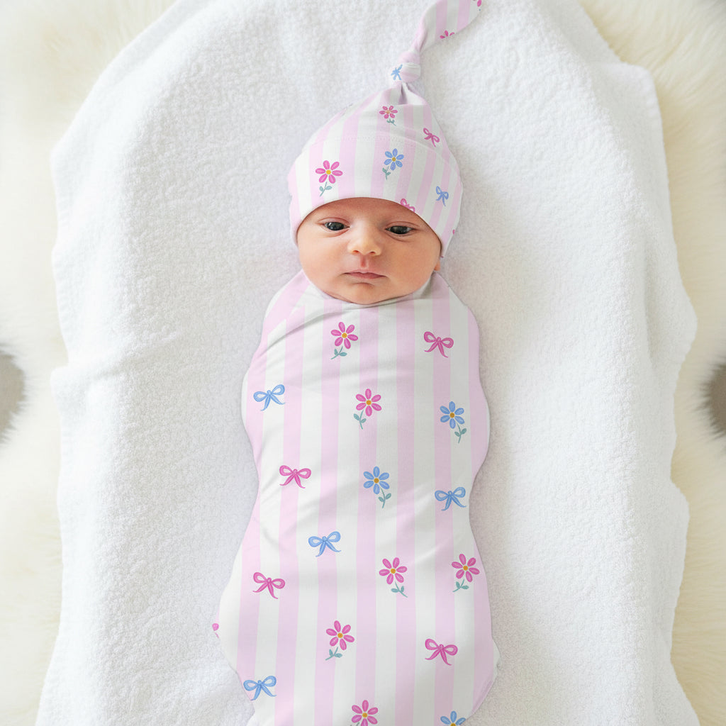 Bows &amp; Daisies Swaddle Set (Non-Personalised)