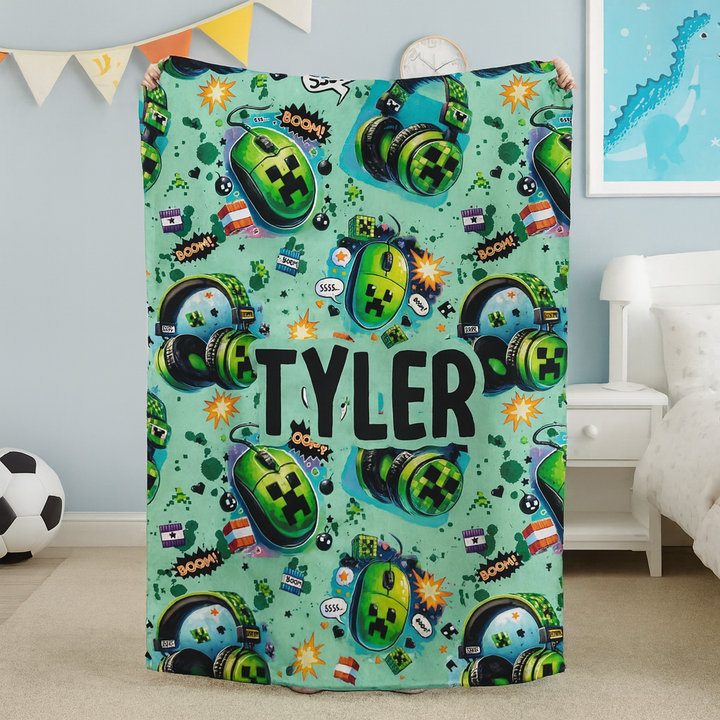 Personalised minecraft Blanket – Boys Design
