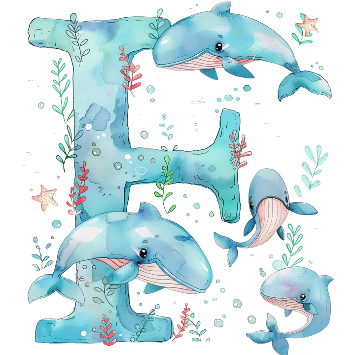Whale Initial Hooded Towel
