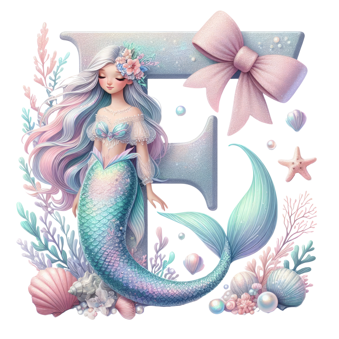 Mermaid Initial Hooded Towel