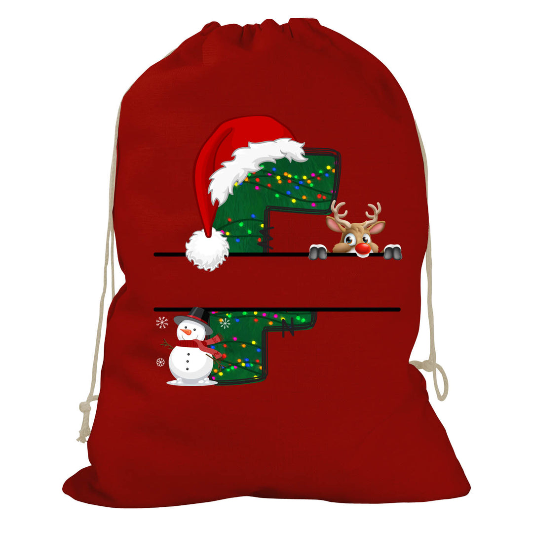 Initial Christmas Drawstring Sack - Reindeer