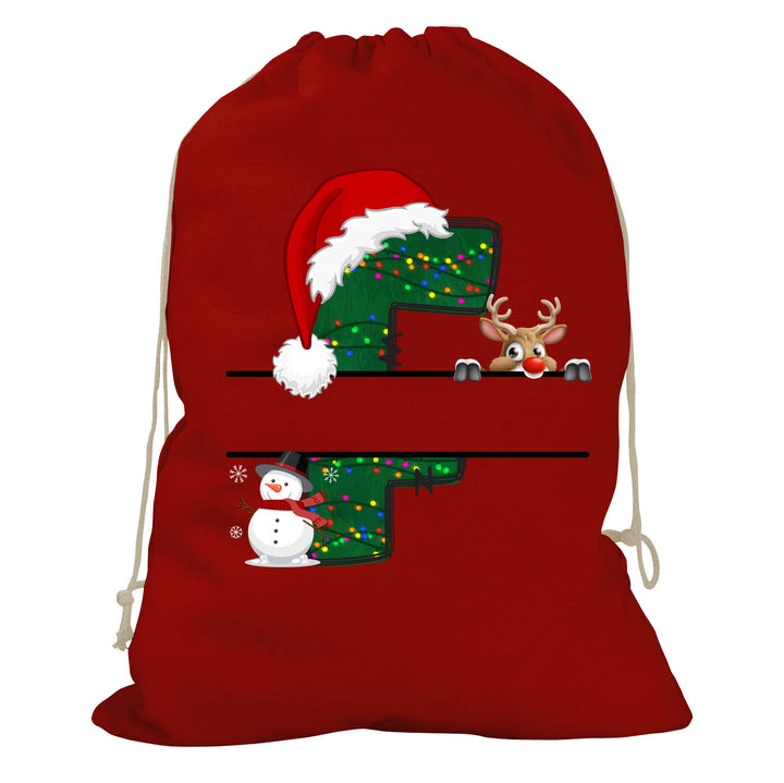 Initial Christmas Drawstring Sack - Reindeer