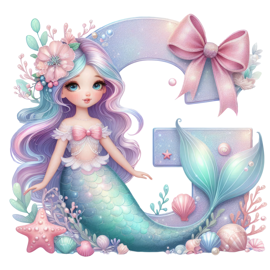 Mermaid Initial Hooded Towel