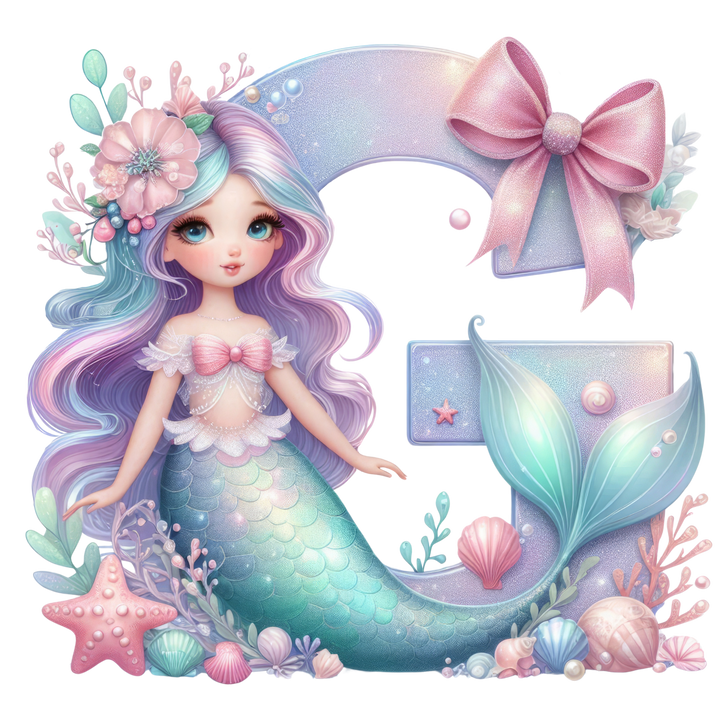 Mermaid Initial Hooded Towel