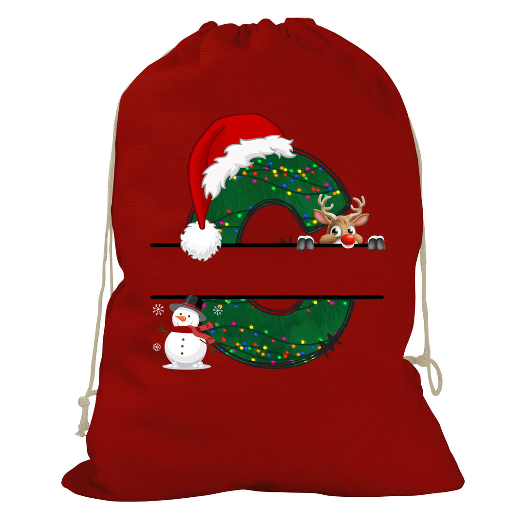 Initial Christmas Drawstring Sack - Reindeer