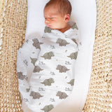 Personalised custom muslin swaddle wrap with baby name, soft breathable fabric, 120x120cm size for newborns and babies