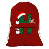 Initial Christmas Drawstring Sack - Reindeer