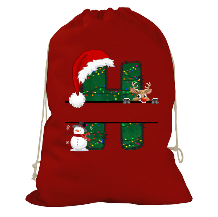Initial Christmas Drawstring Sack - Reindeer