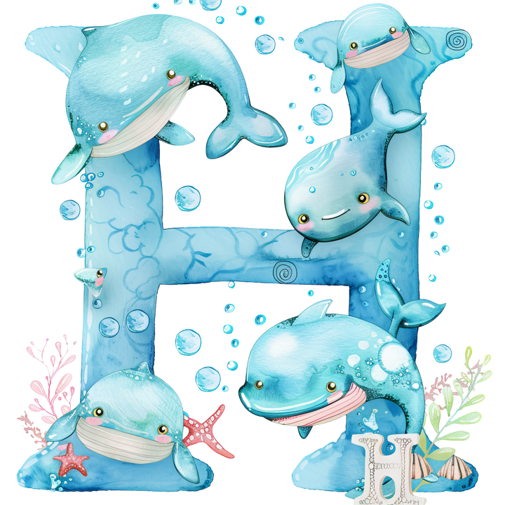 Whale Initial Hooded Towel