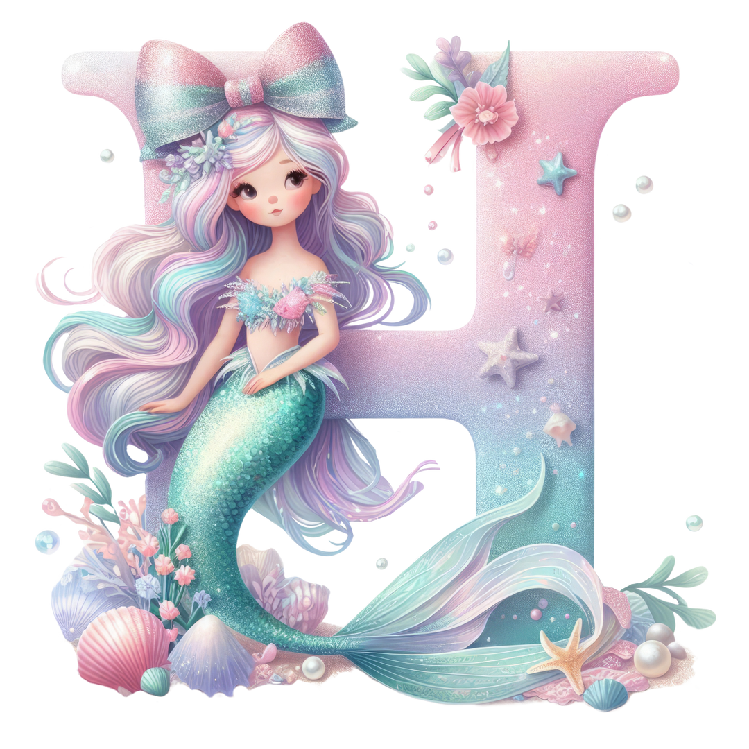 Mermaid Initial Hooded Towel