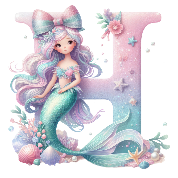 Mermaid Initial Hooded Towel