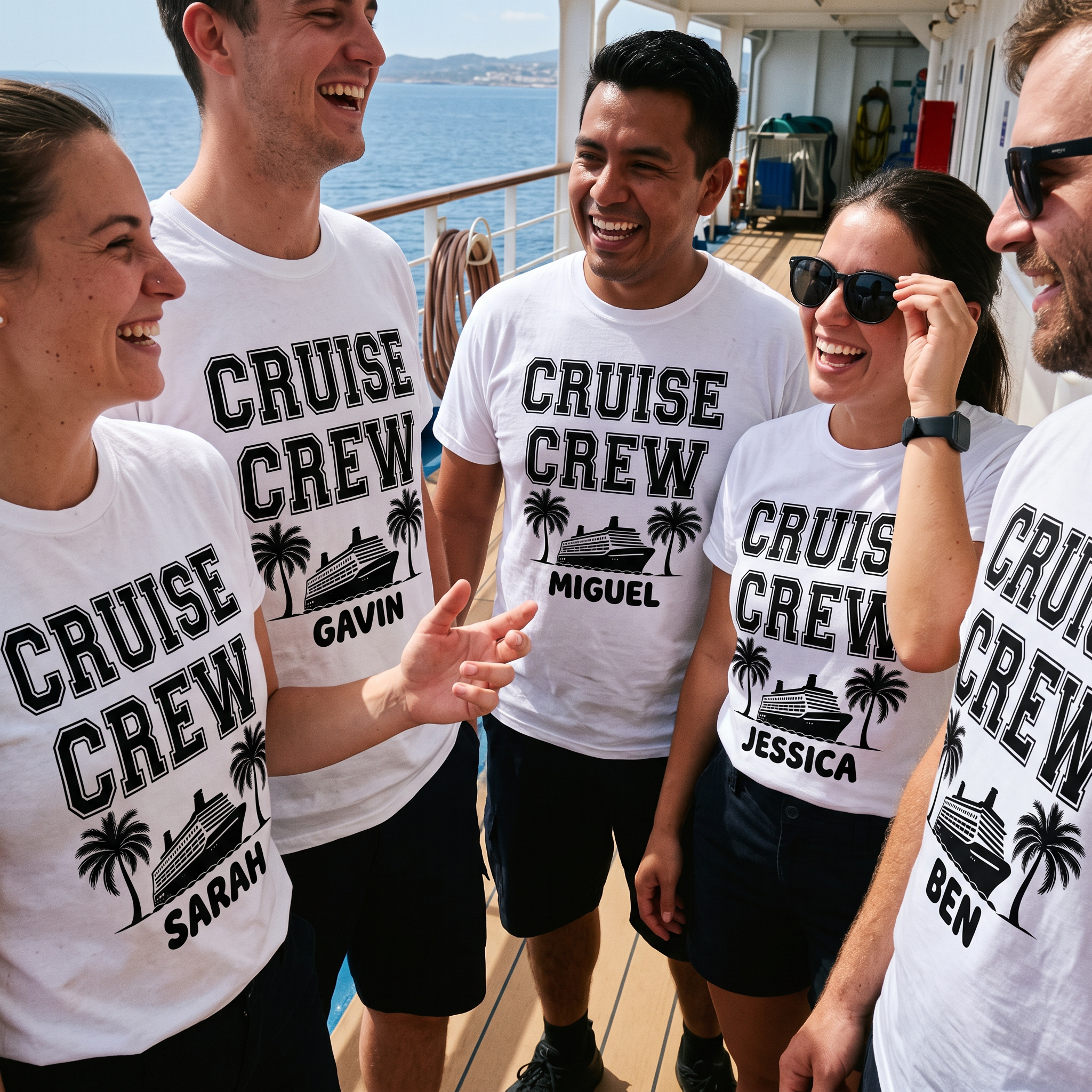 Name-printed Cruise Crew Summer t-shirt design detail