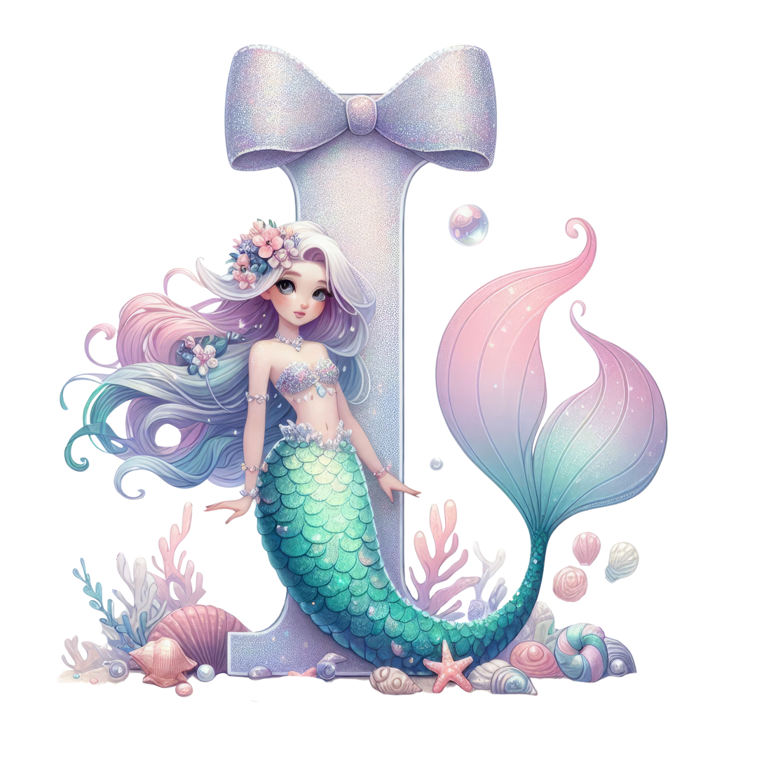 Mermaid Initial Hooded Towel