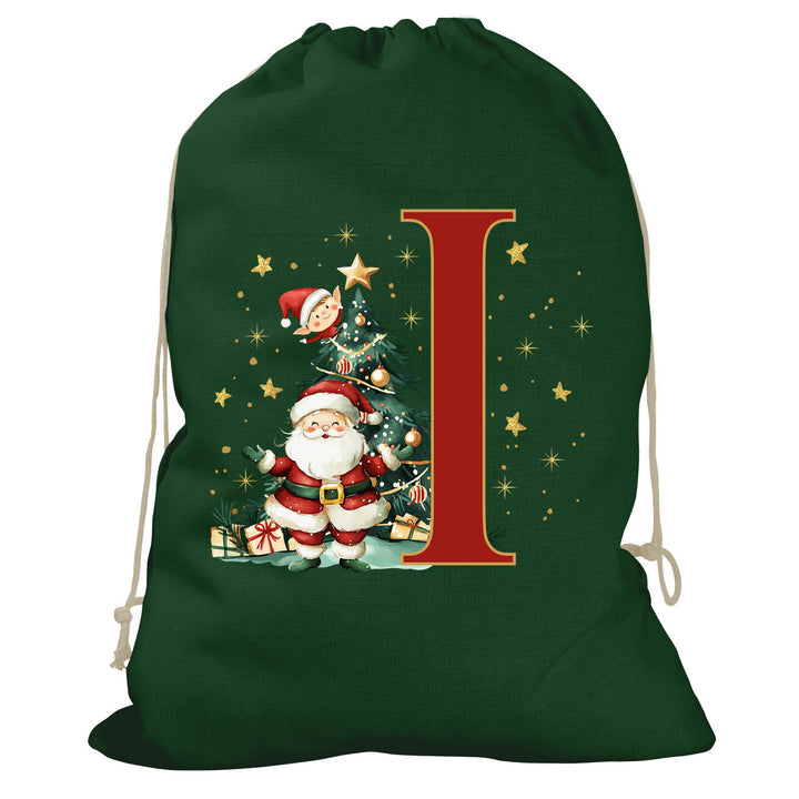 Initial Christmas Drawstring Sack - Santa Claus