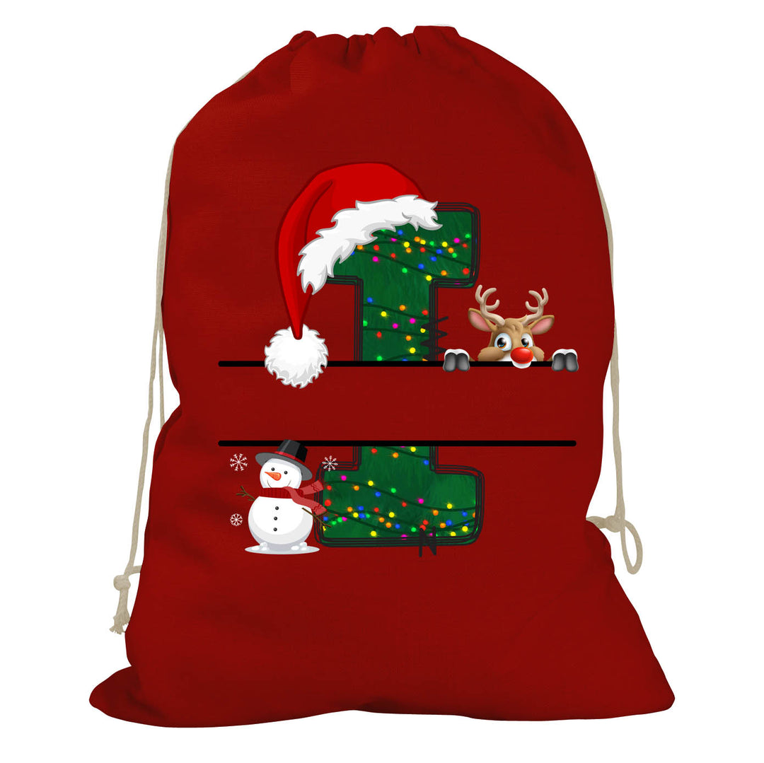Initial Christmas Drawstring Sack - Reindeer