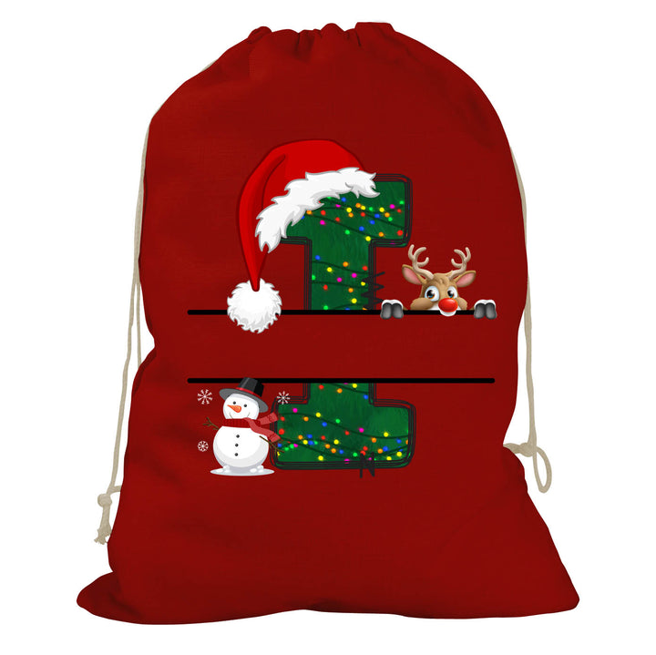 Initial Christmas Drawstring Sack - Reindeer