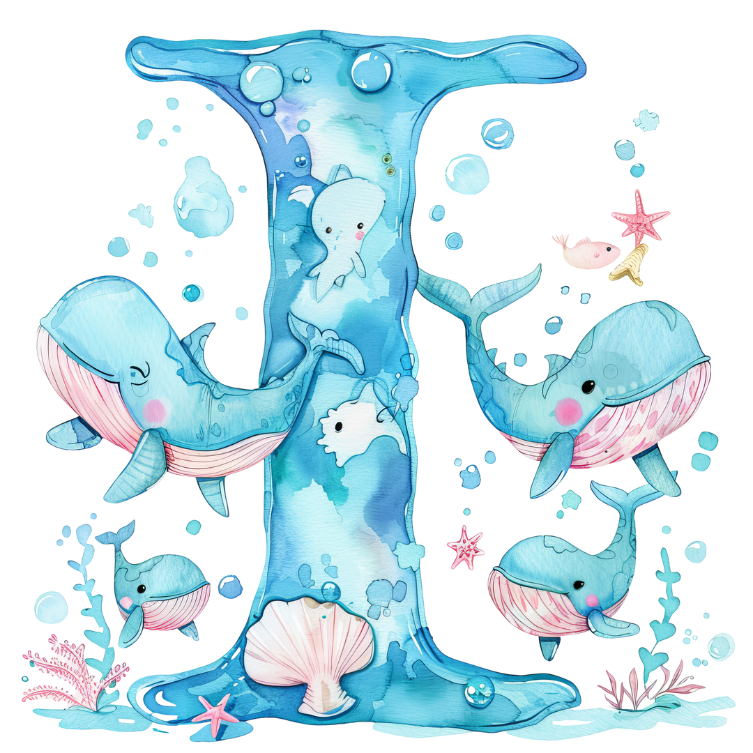 Whale Initial Hooded Towel