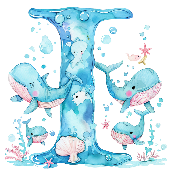 Whale Initial Hooded Towel