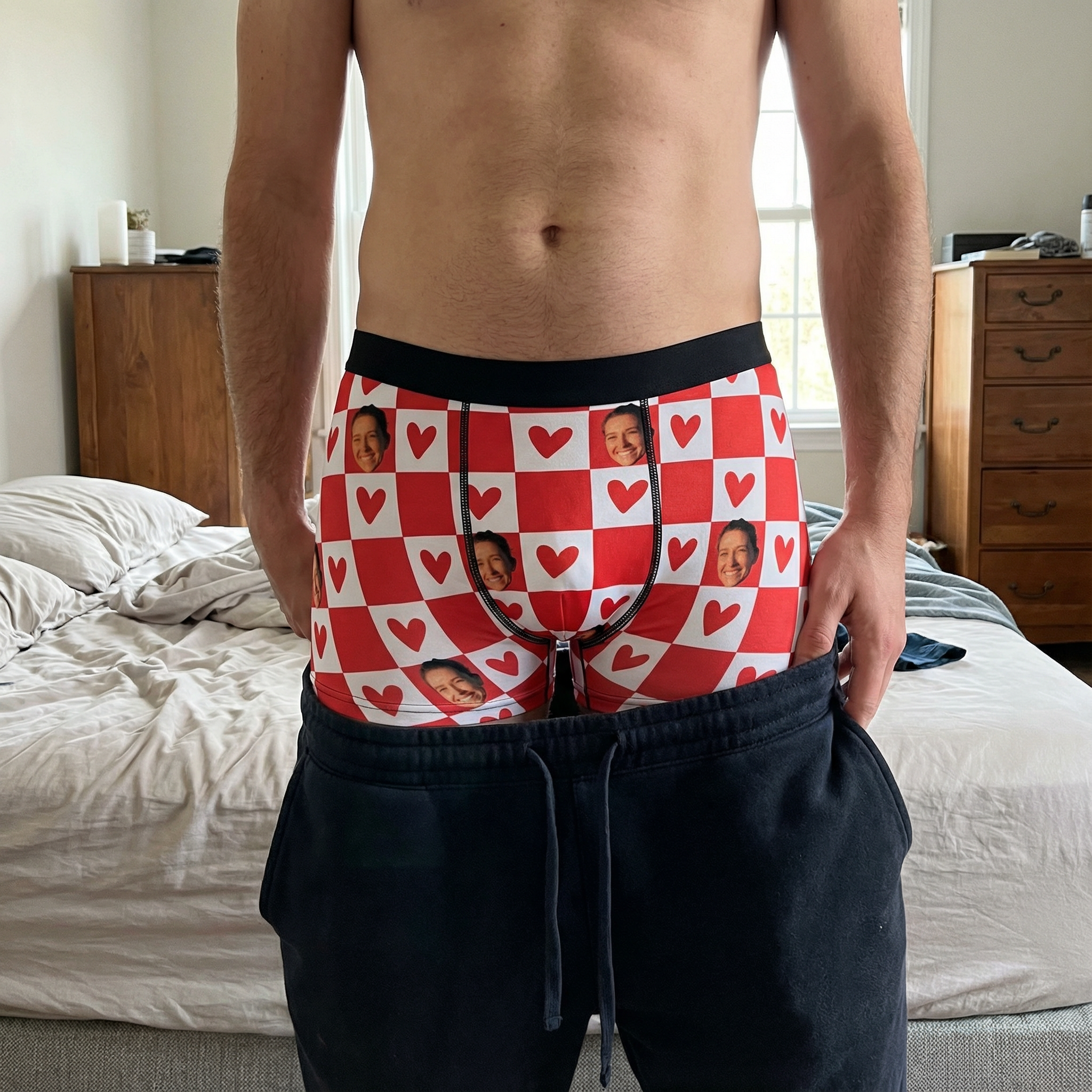 Custom Face Men's Underwear (Hearts)
