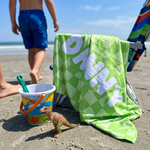 Wavy Check beach towel printed with the name you choose - The Custom Co