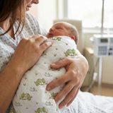 Personalised custom muslin swaddle wrap with baby name, soft breathable fabric, 120x120cm size, gentle for newborns and machine washable