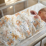 Soft personalized custom muslin swaddle wrap with baby name, 120x120cm breathable fabric for newborns