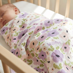 Personalised muslin swaddle wrap with baby name, soft breathable fabric, 120x120cm, ideal for newborns and gifting