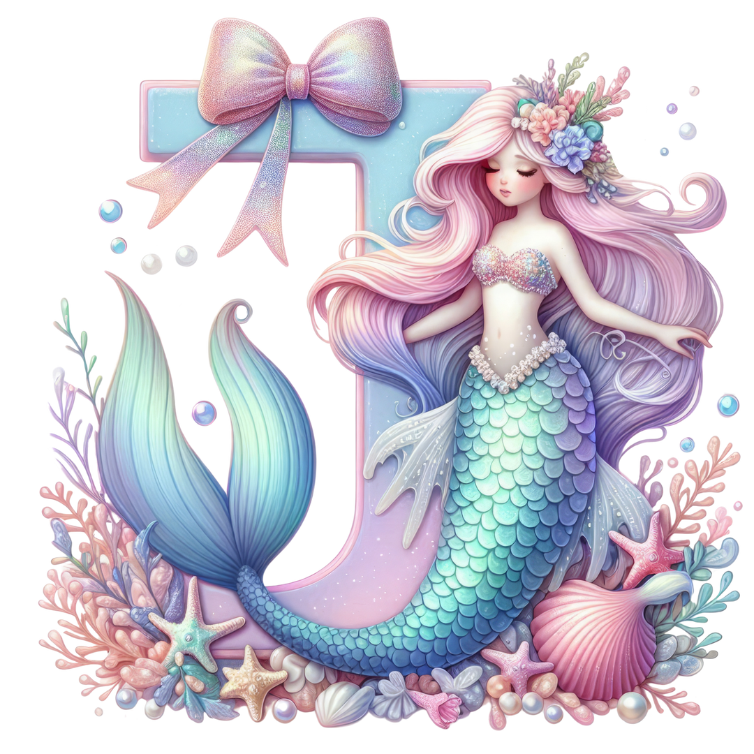 Mermaid Initial Hooded Towel