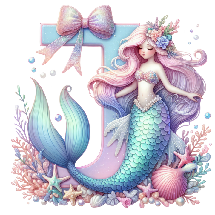Mermaid Initial Hooded Towel