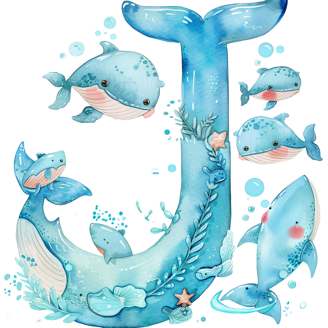 Whale Initial Hooded Towel