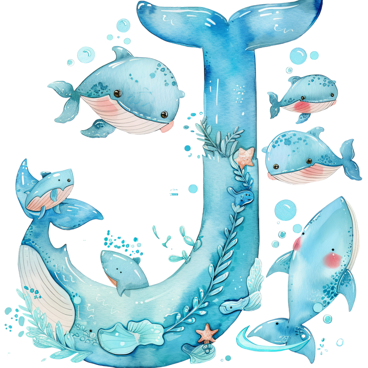Whale Initial Hooded Towel