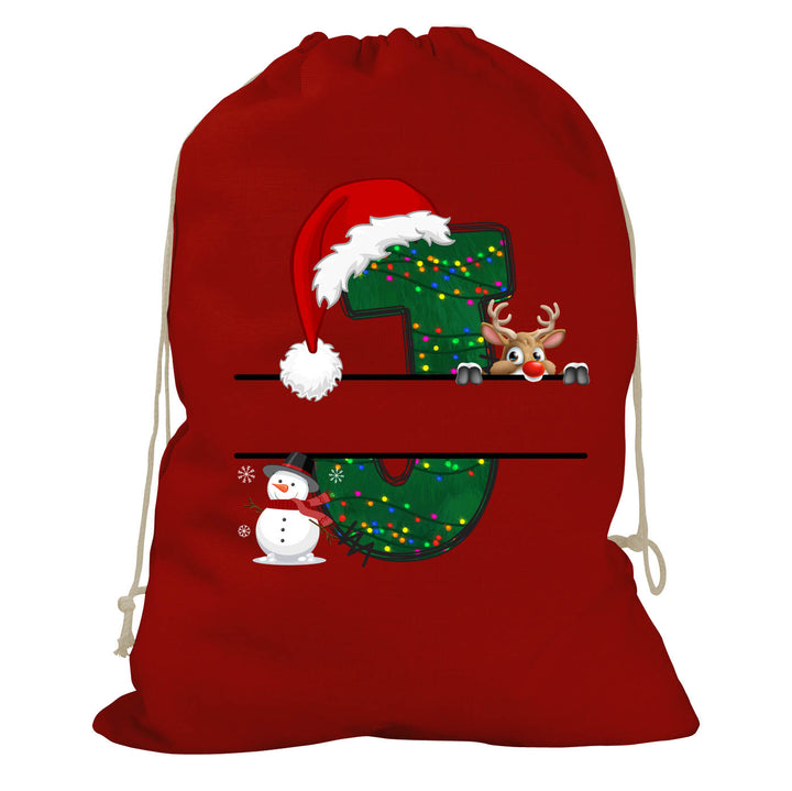 Initial Christmas Drawstring Sack - Reindeer