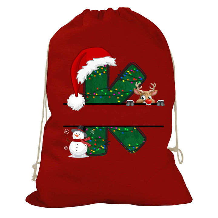 Initial Christmas Drawstring Sack - Reindeer