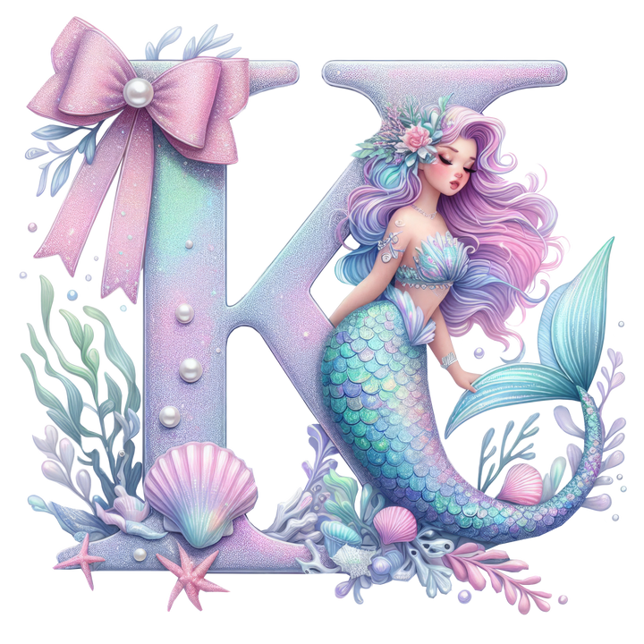 Mermaid Initial Hooded Towel
