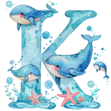 Whale Initial Hooded Towel