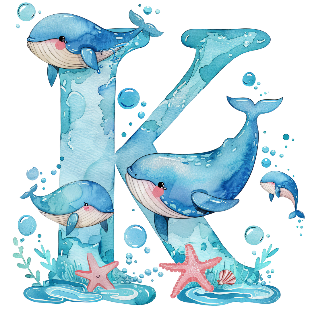 Whale Initial Hooded Towel