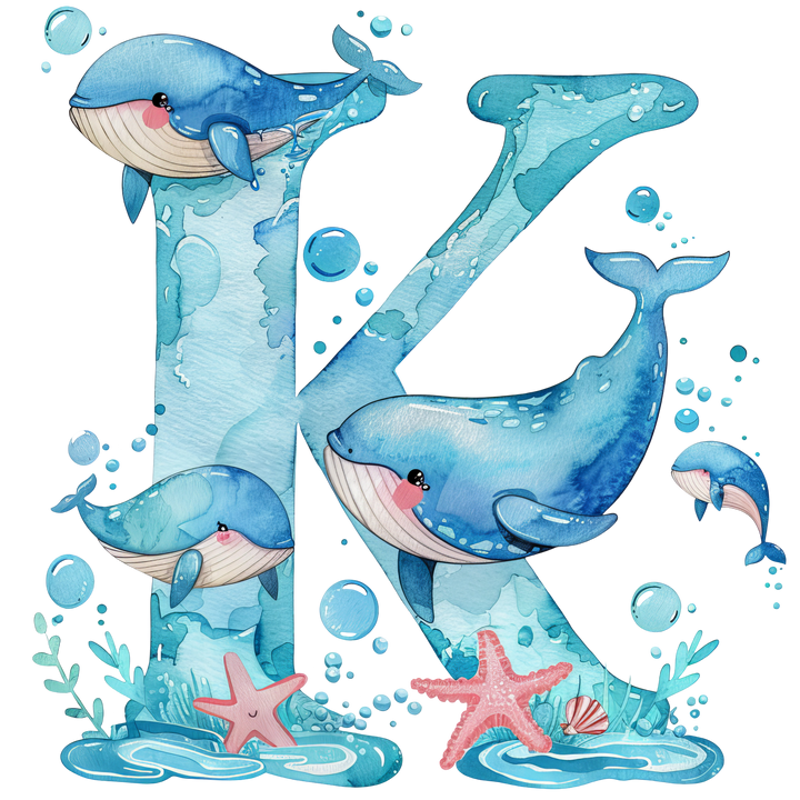 Whale Initial Hooded Towel