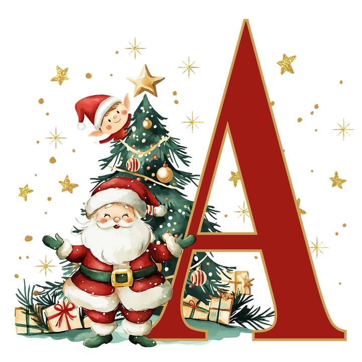 Initial Christmas Drawstring Sack - Santa Claus