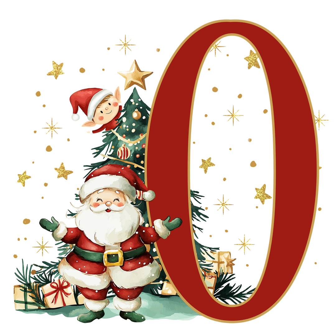 Initial Christmas Drawstring Sack - Santa Claus