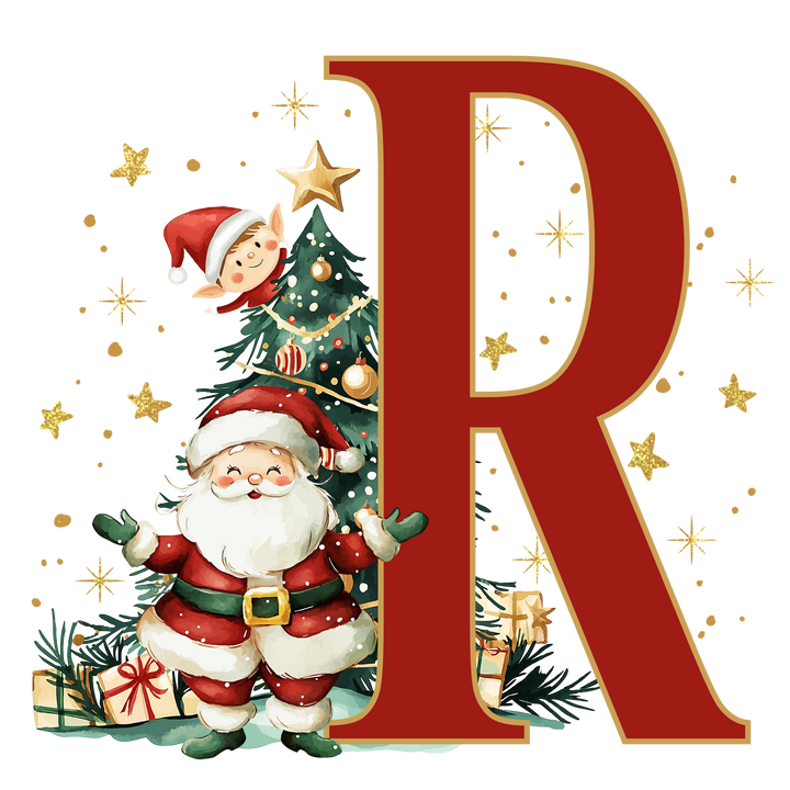Initial Christmas Drawstring Sack - Santa Claus