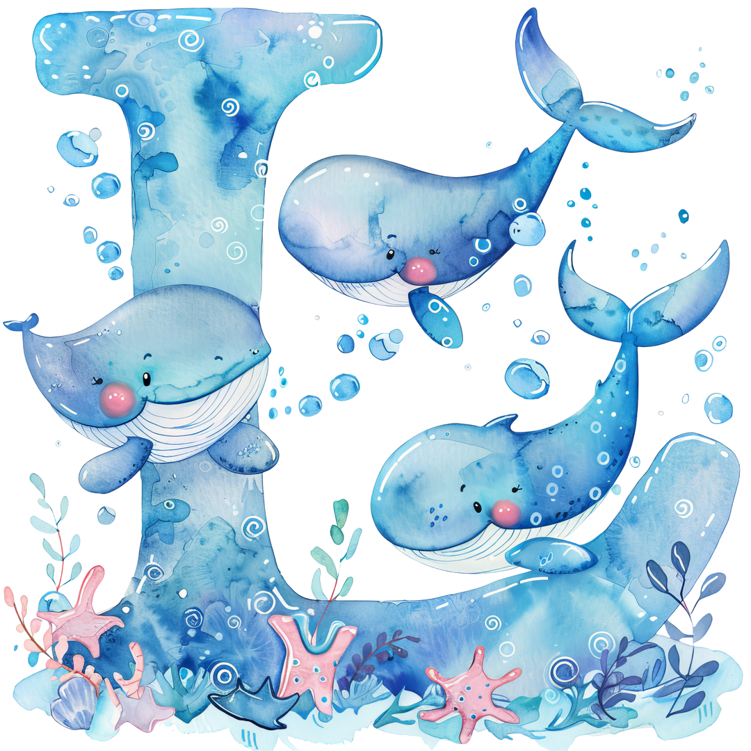 Whale Initial Hooded Towel