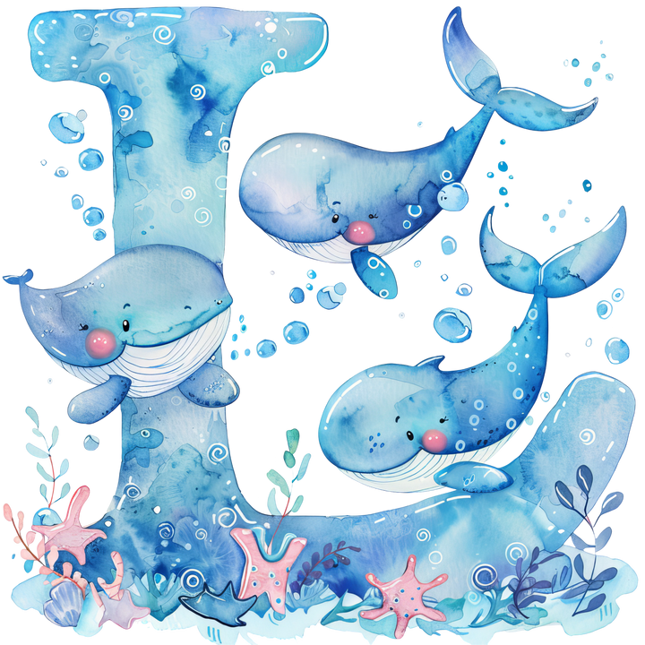 Whale Initial Hooded Towel