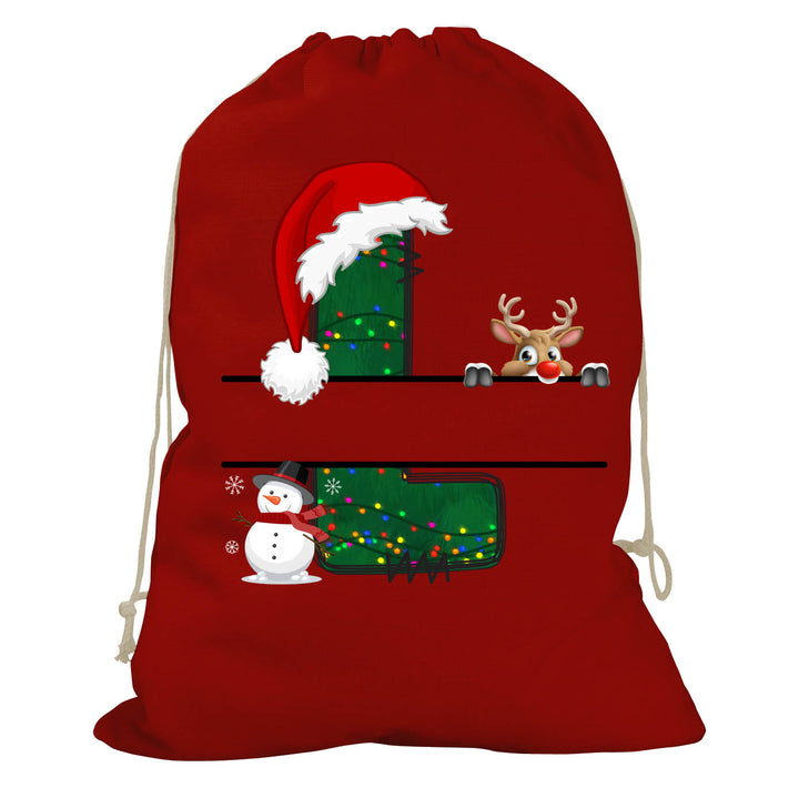 Initial Christmas Drawstring Sack - Reindeer