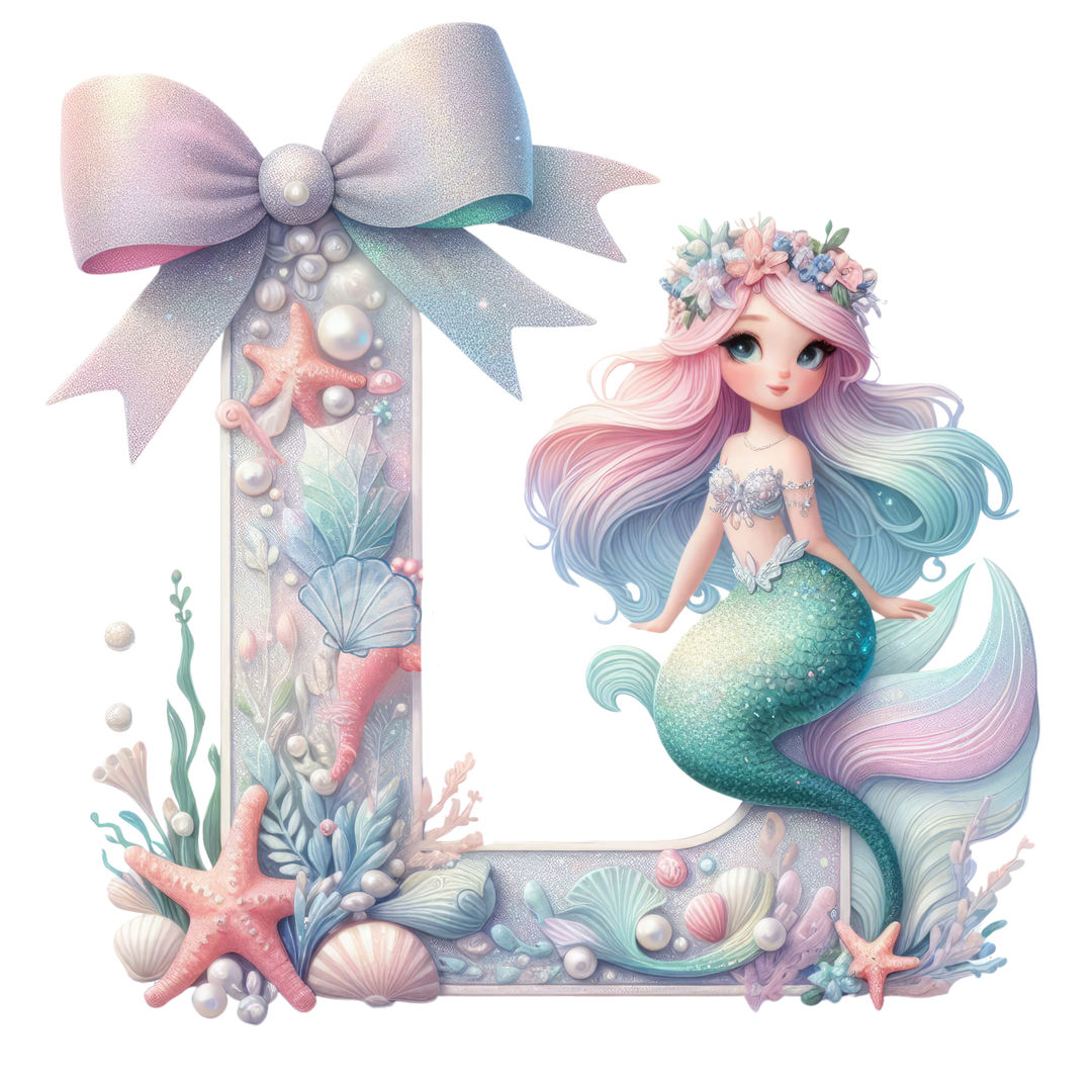 Mermaid Initial Hooded Towel