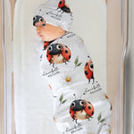 personalised swaddle with ladybug design