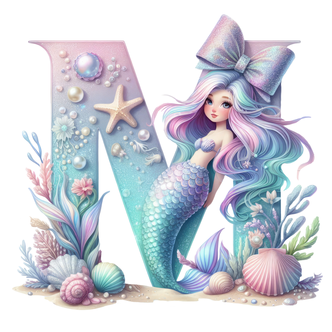Mermaid Initial Hooded Towel